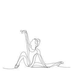 vector, isolated, drawing, one line gymnastics girl, stretching