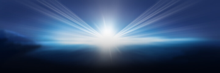 Fototapeta premium Empty background scene. Dark street reflection on wet asphalt. Rays of neon light in the dark, neon figures, smoke. Background of empty stage show. Abstract dark background.