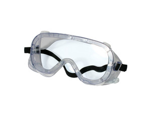 Protective goggles on white background