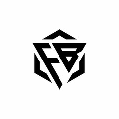 FB Logo monogram with triangle and hexagon modern design template