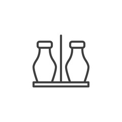 Ketchup and mustard sauce bottles line icon. linear style sign for mobile concept and web design. Mayo and ketchup jar outline vector icon. Symbol, logo illustration. Vector graphics