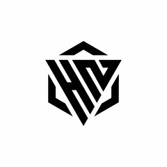 HN Logo monogram with triangle and hexagon modern design template