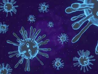 Coronavirus 2019-nCov novel concept for flu outbreak and coronavirus influenza as a pandemic.3d rendering.Microscope virus close up.