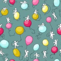 Seamless pattern with colorful birthday balloons