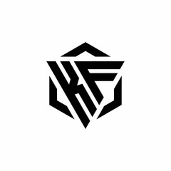 KF Logo monogram with triangle and hexagon modern design template