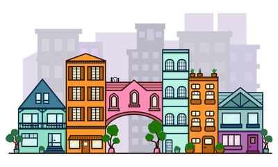 Vector illustration. building. structure. city street