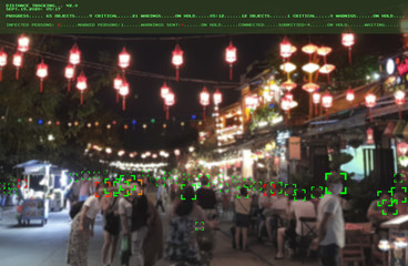 surveillance tracking people to protect their health and social behavior. big data monitoring motion profile concept