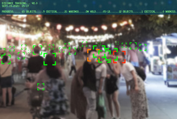 corona warn app for surveillance tracking people to protect their health and social behavior. big data monitoring motion profile concept