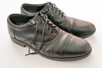 Side on view of classic leather work shoes 