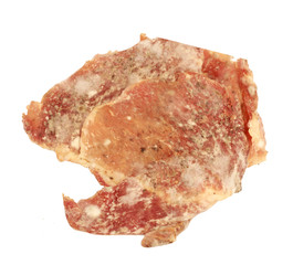 Close up Moldy spores on Dried pork isolate