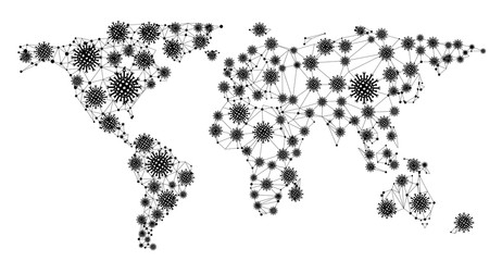 Global coronavirus mesh earth map.
