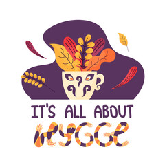 Illustration with flat hygge elements.