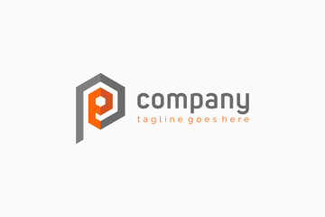 Hexagonal Line Letter P and E Linked Logo. Usable for Business, Real Estate, Architecture, Construction and Building Logos. Flat Vector Logo Design Template Element.