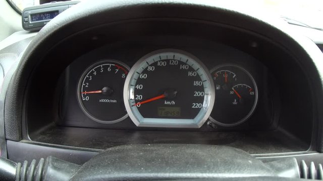 car dashboard with speedometer
