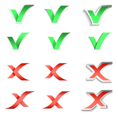 Check mark stickers. Vector set