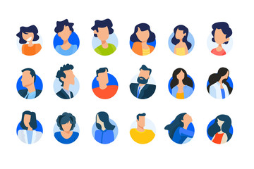 Fototapeta Flat design concept icons collection. Vector illustrations of modern people avatars. Icons for graphic and web designs, marketing material and business presentations, social media, user account.  obraz