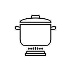 Pot, pan line icon, logo isolated on white background