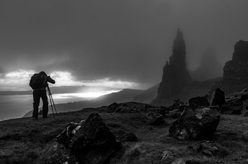 hiking in the mountains Old Man of Storr