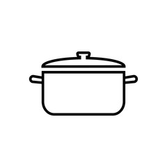 Pot, pan line icon, logo isolated on white background