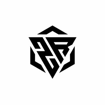 ZR Logo monogram with triangle and hexagon modern design template