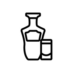 tequila bottle glass icon vector. tequila bottle glass sign. isolated contour symbol illustration