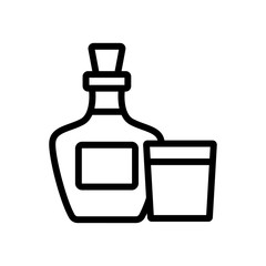 whiskey bottle glass icon vector. whiskey bottle glass sign. isolated contour symbol illustration