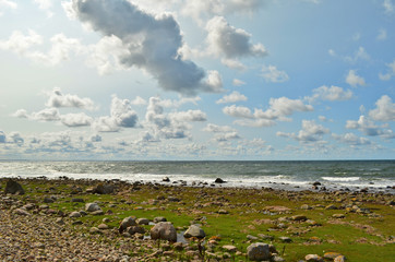 Beautiful Seaview with a lot of cumulus clouds on the sky