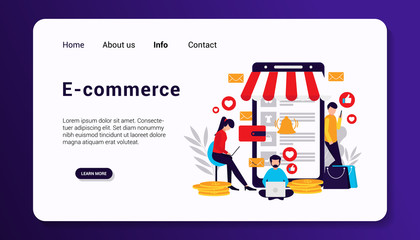 e-commerce landing page template, flat design vector illustration