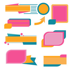 Set colorful banners on white background