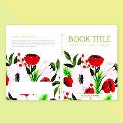 Book Cover Design With Watercolor Floral and Leaves