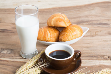 Breakfast coffee is placed on the table.
