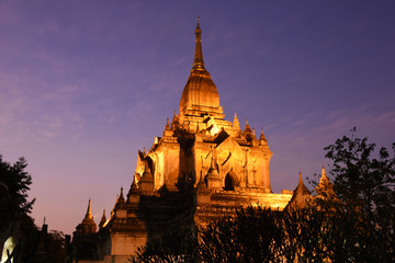 Gawdawpalin Temple while sunset, the second tallest Buddhist temple in old Bagan, Mandalay region, Myanmar (Burma)
