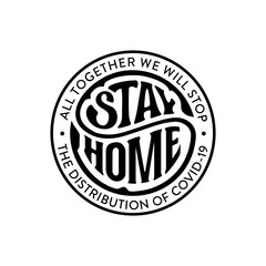 Obraz premium Stay home circle black white vector illustration