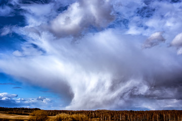 Storm clouds with freezing precipitation (graupel)