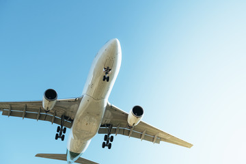 commercial aircraft seen from below
