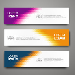 Vector abstract web banner design template with halftone pattern.