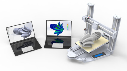 3D rendering - prototype of a mechanical helical shaft