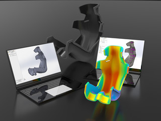 3D rendering - computer aided design chair finite element analysis