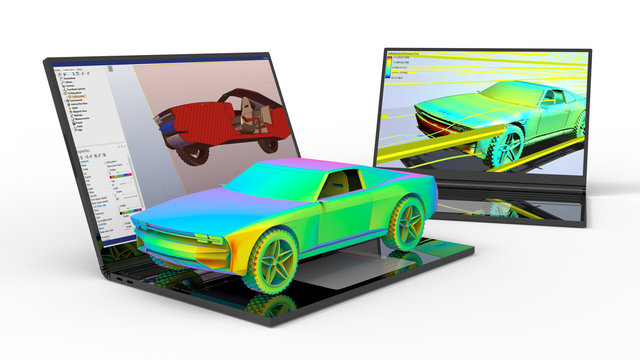 3D rendering - aerodynamic analysis of a car