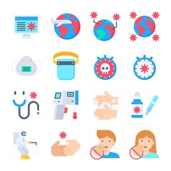 Coronavirus disease 2019 related icon set 3, flat style