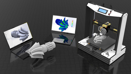 3D rendering - rapid prototype mechanical shaft concept