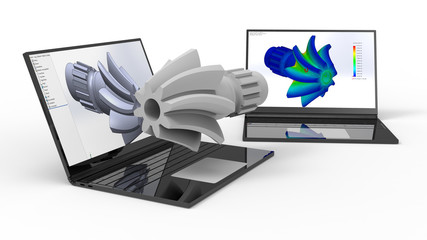 3D rendering - helix gear mechanical engineering - obrazy, fototapety, plakaty