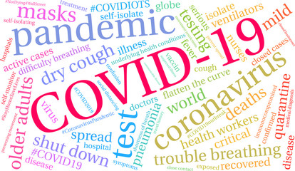 Fototapeta premium COVID-19 word cloud on a white background. 