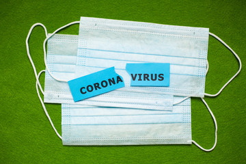 Typical mask for covering the mouth and nose for protection against the virus.