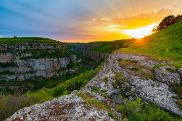 Sunset landscape in South Kazakhstan