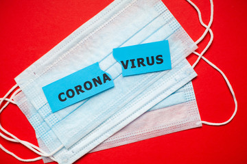 Typical mask for covering the mouth and nose for protection against the virus.