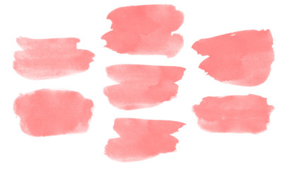 Set of beautiful red watercolor smear brushes for painting