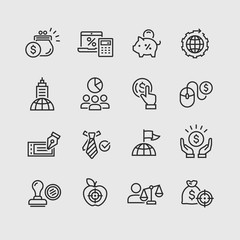 Global business vector icons set