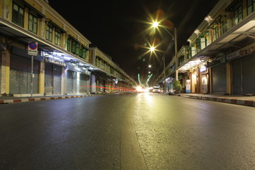 Fototapeta premium Bangkok, Thailand Monday 6 April 2020 at 8:00 pm on Khao San Road, Bangkok, Thailand The day that the epidemic occurred worldwide