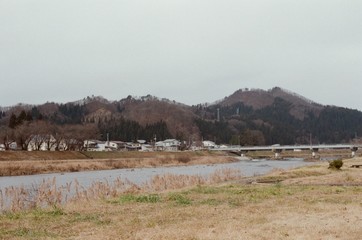 landscape with lake and mountains